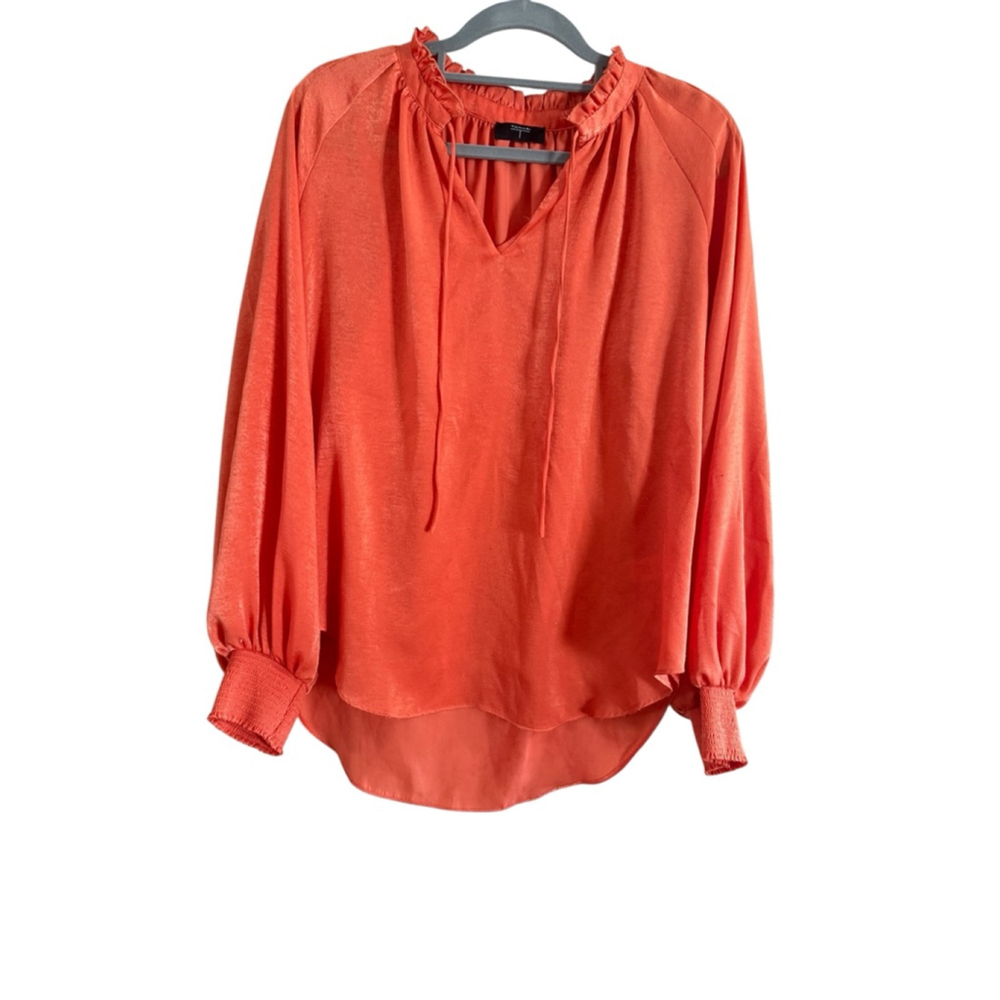 Women's Tahari Orange Long Sleeve Blouse XL - Picture 8 of 9